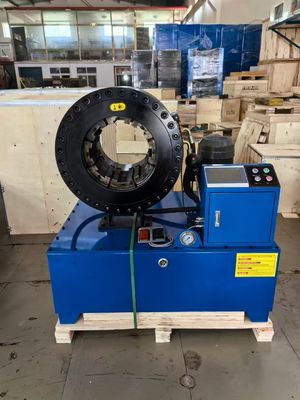 4 ίντσες 16 πόντους PLC σύστημα ελέγχου / CNC / κουμπί μπλε χρώμα από 6-102mm υδραυλικό ελαστικό σωλήνα Crimping Machine μέγεθος 850 * 530 * 980 mm